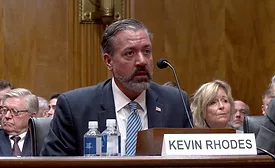 Kevin Rhodes testifies before a Senate committee in June