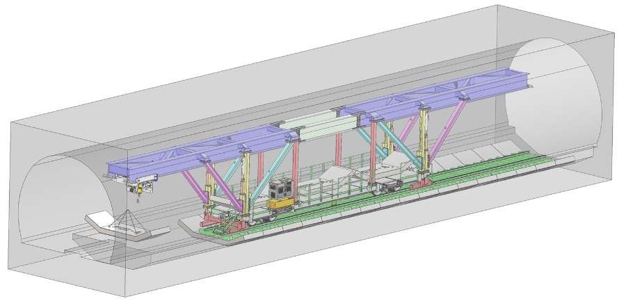 A rendering shows the design of the custom gantry