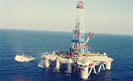 Offshore gas platform in the Mediterranean with flare, part of Israel’s supply network that will feed the Nitzana export pipeline to Egypt.