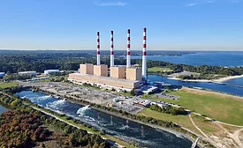 Aerial view of the Northport Power Station in Suffolk County, New York.