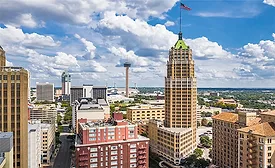 Tower Life Building in San Antonio, a 1929 neo-Gothic skyscraper undergoing redevelopment into apartments.