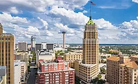 Tower Life Building in San Antonio, a 1929 neo-Gothic skyscraper undergoing redevelopment into apartments.