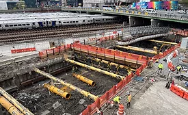 Crews work on the Hudson Tunnel Project in New York's Hudson Yards