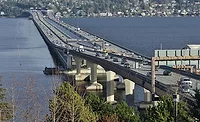SR 520 floating bridge carrying traffic over Lake Washington, a key WSDOT preservation project.