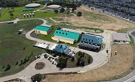 Aerial rendering showing new buildings and tanks added to Harpool Water Treatment Plant.