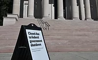 A sign outside the National Gallery of Art in Washington, D.C. notes it is closed due to the government shutdown