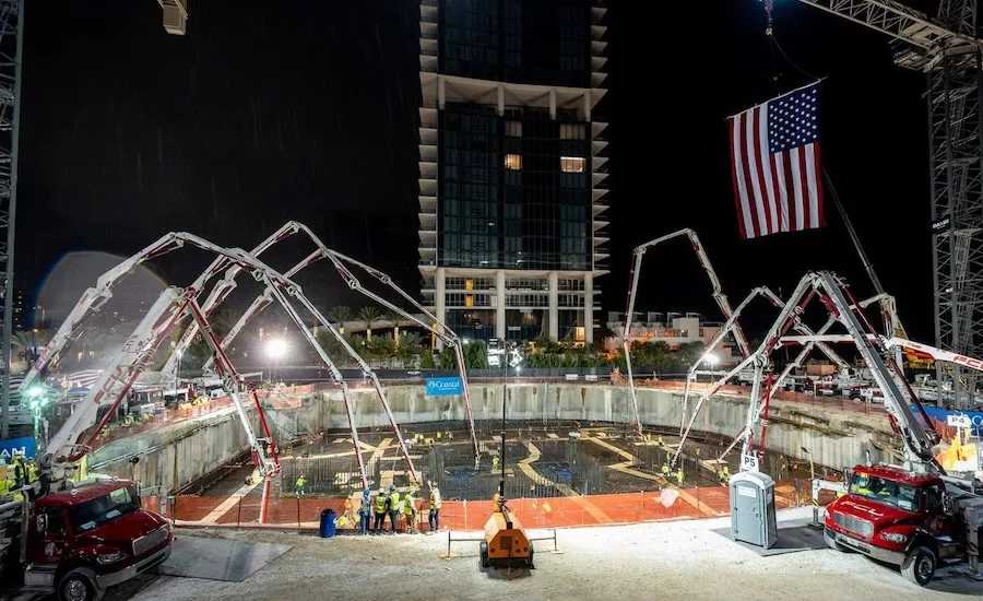 Coastal Construction Concrete mat pour in Sunny Isles Beach, Fla.