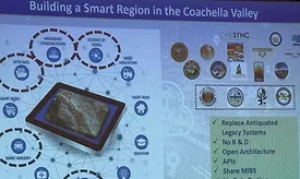Photo of a slide projection titled "Building a Smart Region in the Coachella Valley"