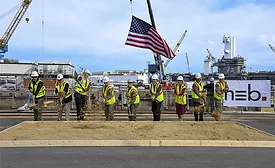 Ceremonial groundbreaking at a U.S. military construction site.