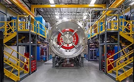 Experimental fusion device inside a TAE Technologies research facility, illustrating laboratory-scale fusion research rather than a commercial power plant.