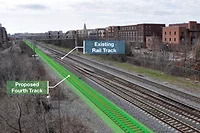 Alexandria Fourth Track Project photo_credit CSX.png the program includes the Alexandria Fourth Track Project, a two-year, $238.4-million effort to separate passenger and freight traffic in a corridor where five tracks currently converge into three.
