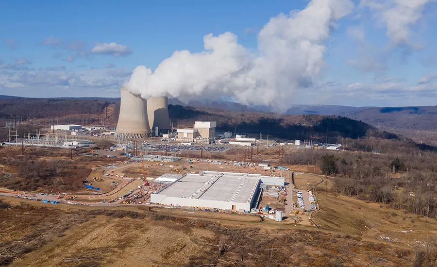 The site of a proposed Amazon date center next to a nuclear power plant in Pennsylvania. 
