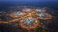 EXPO_EVENT_NIGHT_RENDER.jpg Nighttime rendering of the Expo 2030 in Riyadh, showcasing the illuminated vision of the future global event