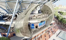 A rendering of the renovated Arthur Ashe Stadium