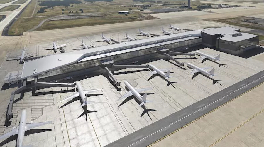 A rendering of the new terminal at Dulles International Airport