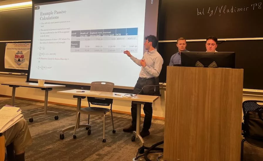 Students from the University of Hampshire pitch their plan in a design contest at Tufts University