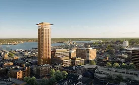 A birds eye view of a proposed tower for Portland, Maine