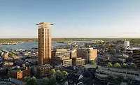 A birds eye view of a proposed tower for Portland, Maine