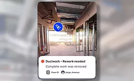 AI site capture highlighting ductwork rework needed inside a commercial building.