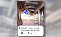 AI site capture highlighting ductwork rework needed inside a commercial building.