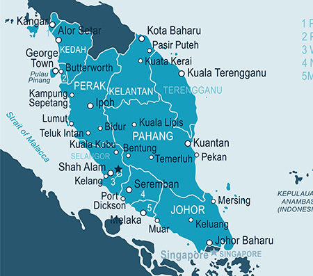 Map showing Pahang State in Malaysia.