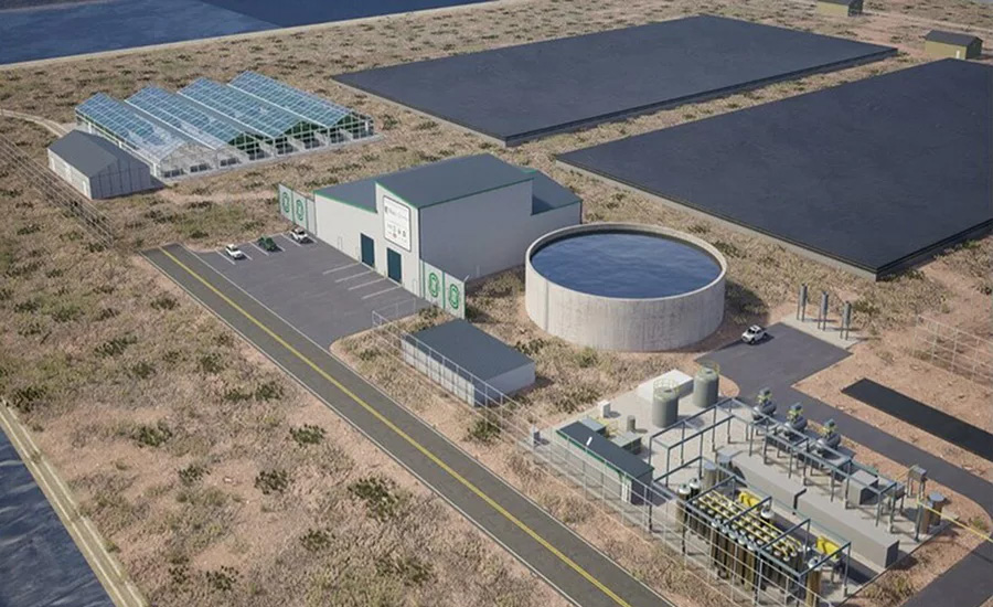 Aerial view of large-scale water treatment and conveyance infrastructure serving a rapidly growing metropolitan corridor.