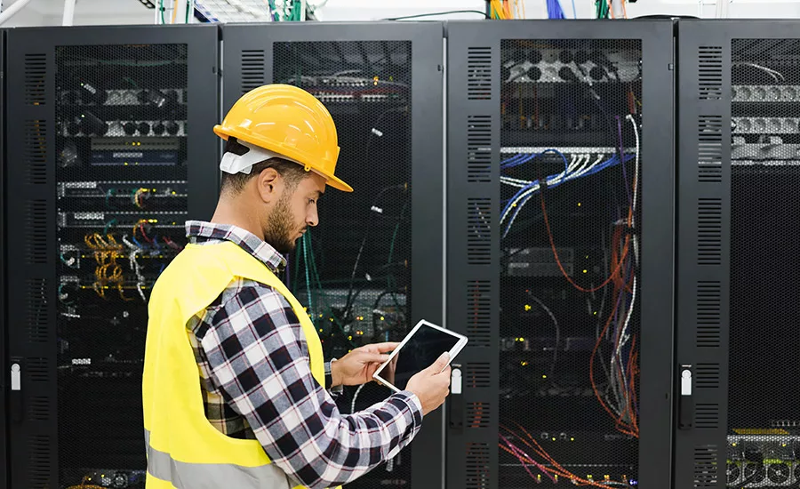 construction worker with tablet