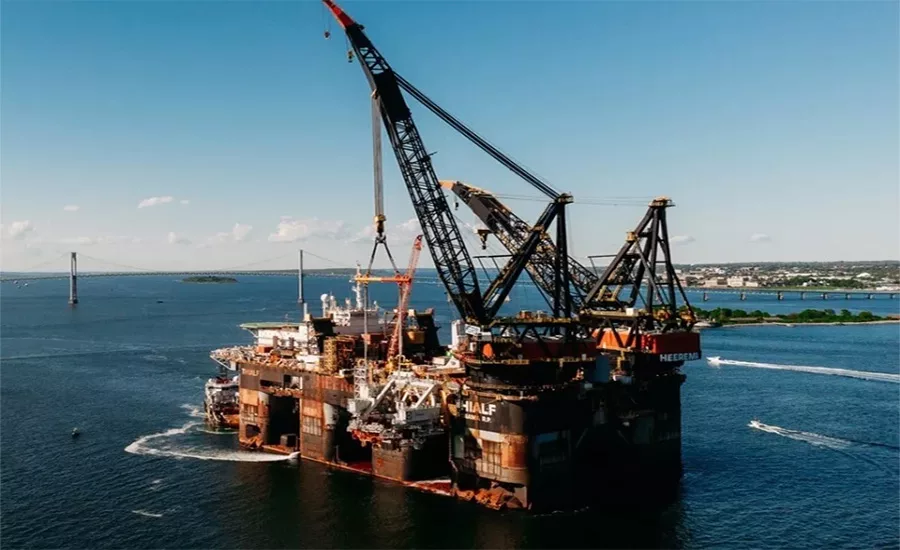 Work vessel headed to Empire Wind site south of Long Island. N.Y.,  before Trump-ordered halt to construction on Dec. 22.