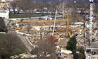 Aerial view of excavation and foundation work at the White House East Wing site in October 2025.