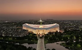 Rendering of the proposed Washington Commanders stadium at the RFK site in Washington, D.C.