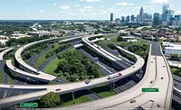 Rendering of elevated express lanes at the I-77/I-277 interchange in Charlotte.