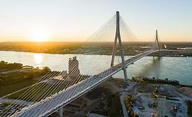 Gordie Howe International Bridge spanning the Detroit River between Detroit and Windsor.