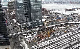 Idle Hudson Tunnel Project site viewed from Manhattan on Feb. 10 during funding stay.