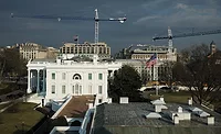White_House_Ballroom The White House with construction cranes visible behind the complex as excavation continues on the planned State Ballroom ahead of a March 5 federal planning vote.