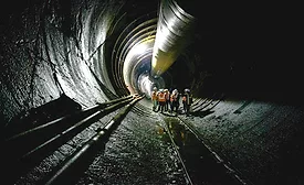 Workers inside a completed subway tunnel on New York City’s Second Avenue line