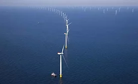 Image shows offshore wind turbines in the New York bight waters