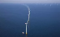 Image shows offshore wind turbines in the New York bight waters
