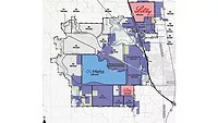 Image shows map of planned Meta and Eli Lilly projects in an Indianapolis suburb