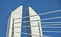 Cuomo Bridge tower and cables.jpg Construction lawsuit over Cuomo bridge cost