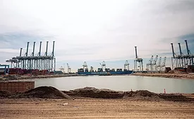 The fill-in of a slip at the Port of Long Beach will create a continuous long wharf.