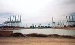 The fill-in of a slip at the Port of Long Beach will create a continuous long wharf.
