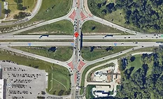 Aerial view of the I-44 and Missouri 13 interchange in Springfield, Missouri.