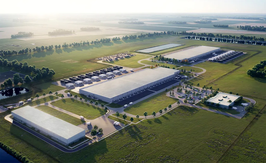 Rendering of Meta's Bowling Green, Ohio, data center campus, where construction is underway on an $800 million AI-focused facility.