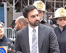     New York City Mayor Zohran Mamdani speaks at a press conference with FDNY officials about the structural emergency of the redevelopment of the former Pfizer headquarters in Manhattan.