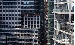 Exterior view of the former Pfizer headquarters redevelopment at 235 E. 42nd St. in Midtown Manhattan.