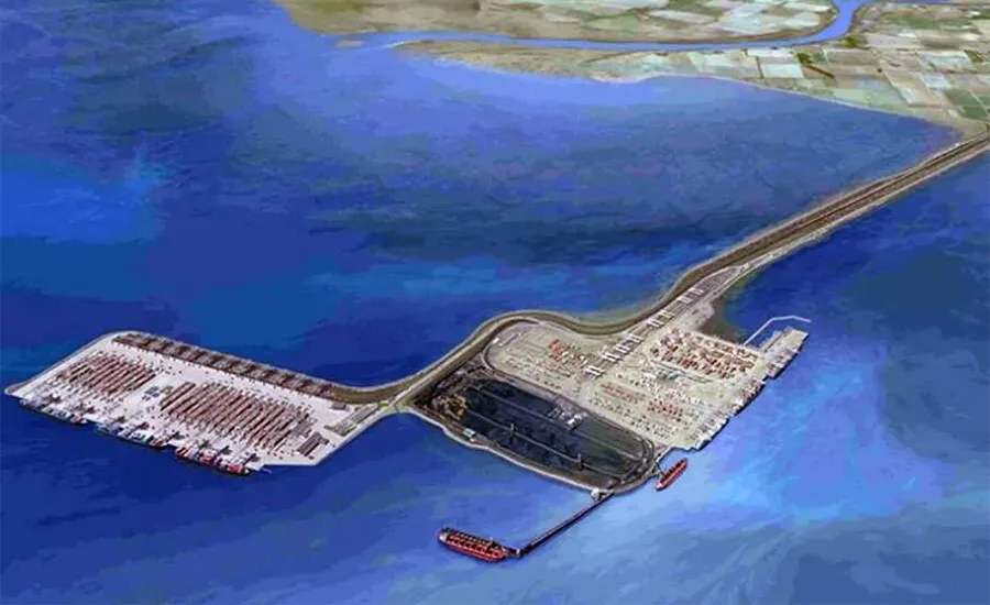 Vancouver-Port-Expansion Rendering of the planned Roberts Bank Terminal 2 container terminal expansion at the Port of Vancouver.
