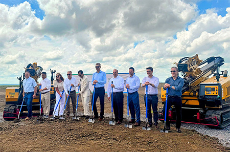 Officials break ground at the Steel River Energy Center construction site in Arkansas.