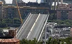 Morandi-Bridge-Convictions Remaining sections of Genoa's Morandi Bridge after the 2018 collapse that killed 43 people.