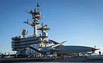 NAVFAC---Norfolk MQ-25 Stingray unmanned aircraft on the flight deck of USS George H.W. Bush.