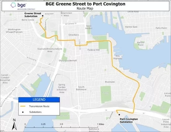 An underground transmission project through areas of downtown Baltimore